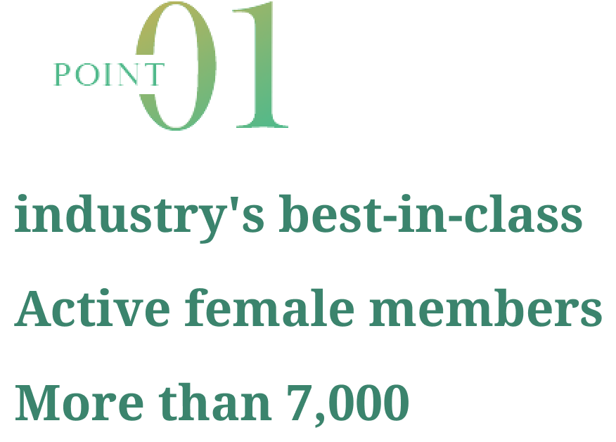The largest number in the industry! Approximately 7000 active female members